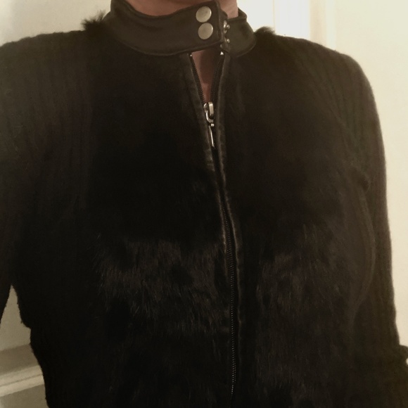 bebe Fur Front Black Long Sweater Dress, size XS - Picture 1 of 4